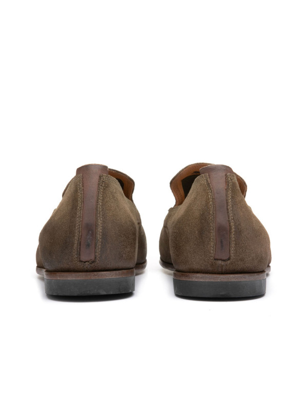 Taupe suede loafers