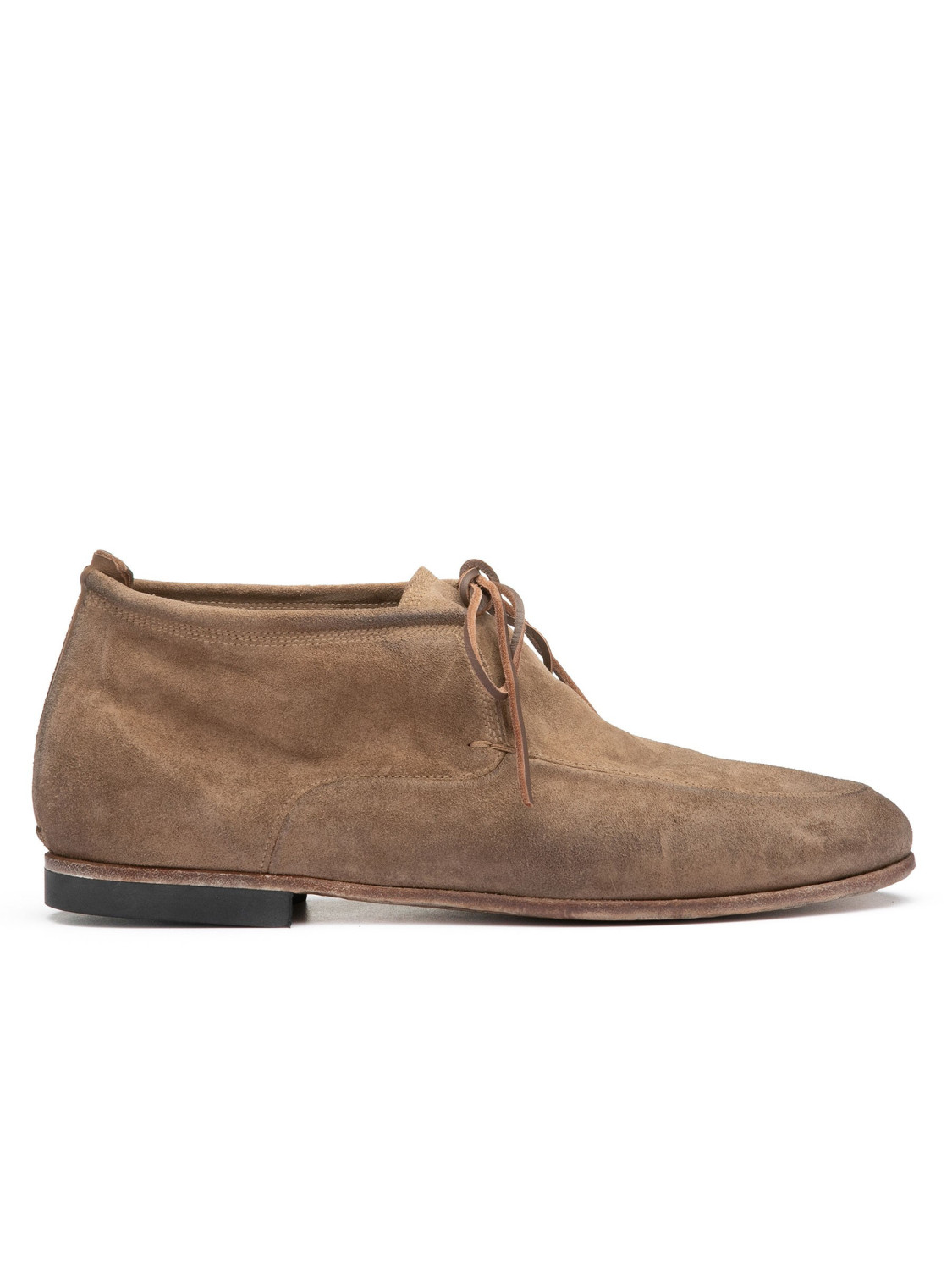 Clay-brown suede chukka booties