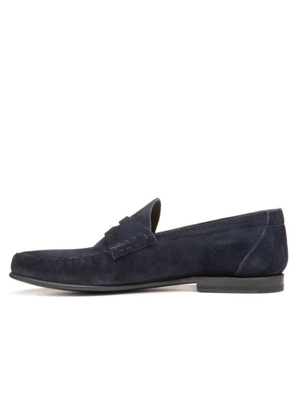 Navy suede Penny loafers