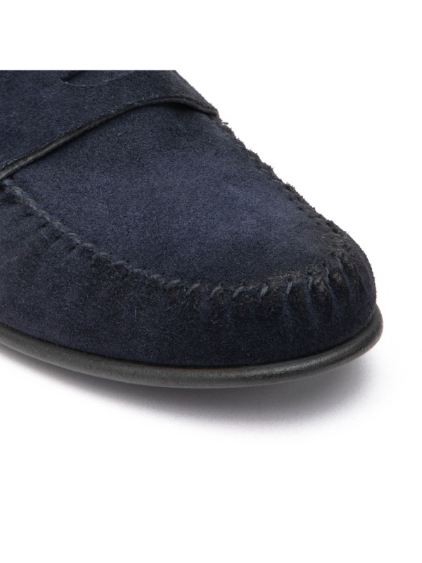 Navy suede Penny loafers