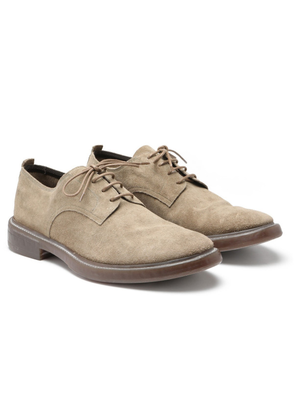 Taupe suede lace-up shoes