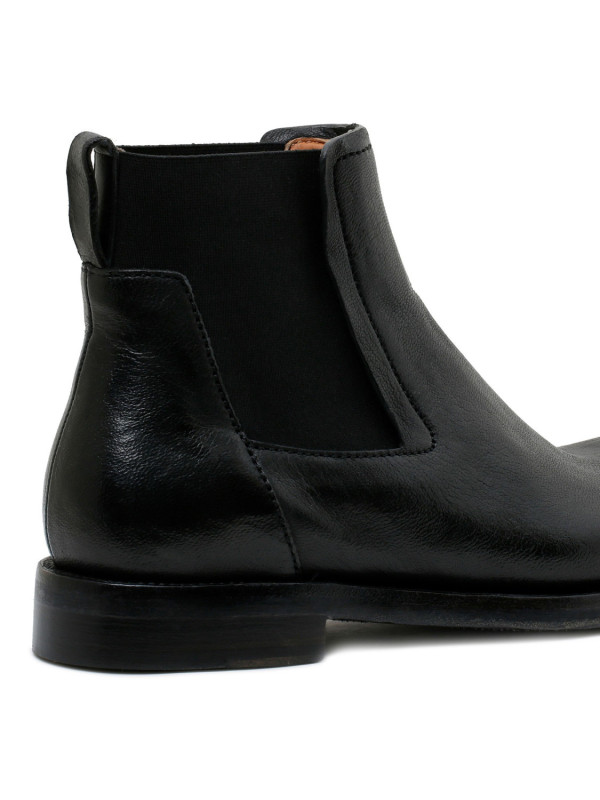 Black leather ankle boots