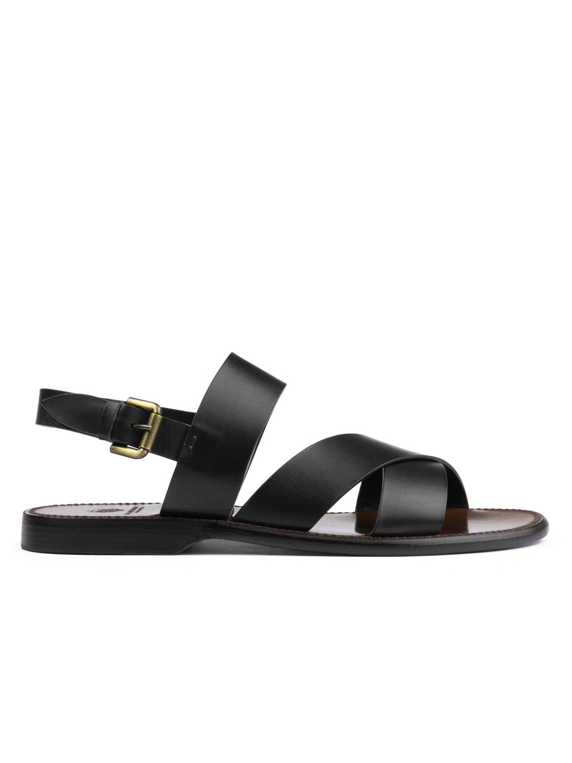 Black leather sandals