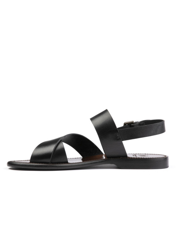 Black leather sandals