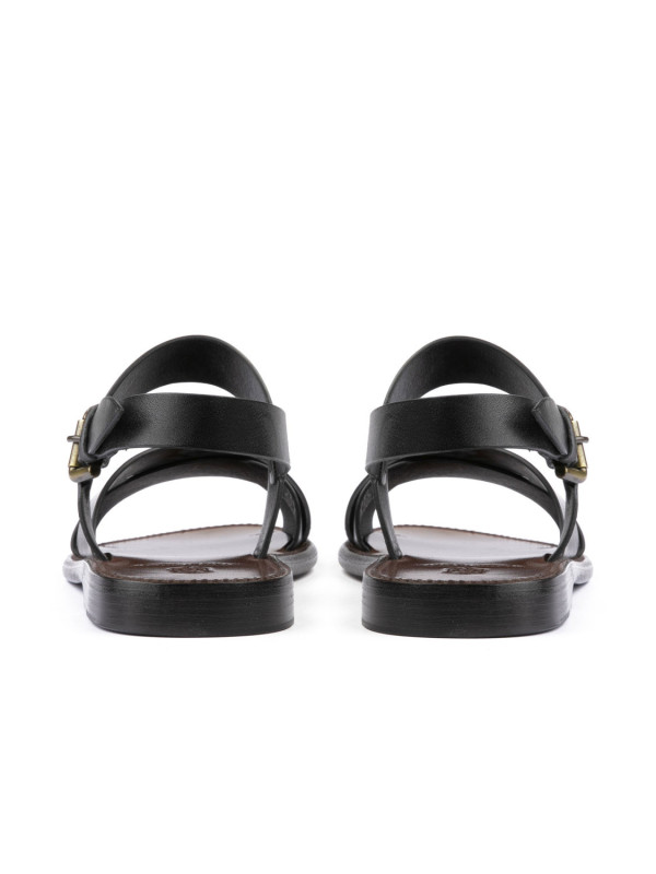 Black leather sandals