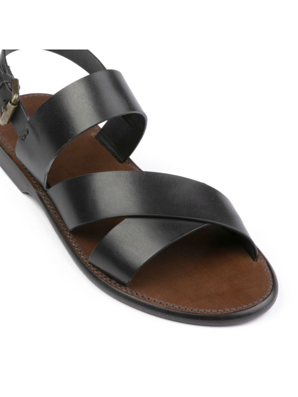 Black leather sandals