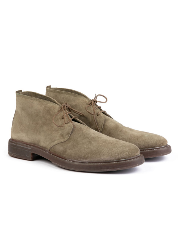 Taupe suede chukka boots