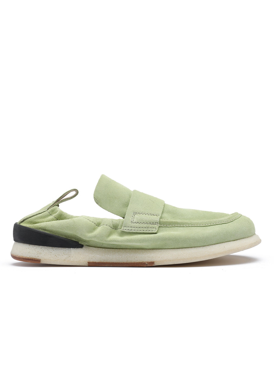 Light green suede loafers