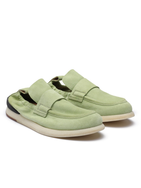 Light green suede loafers