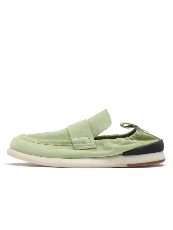 Light green suede loafers