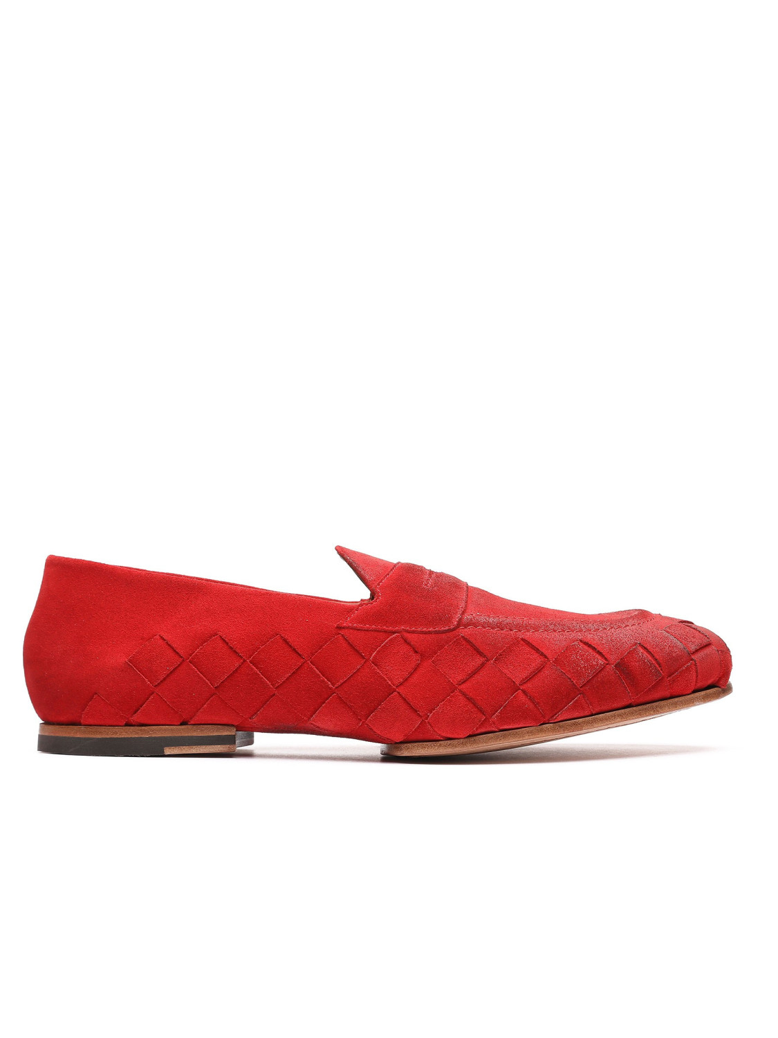 Red suede leather loafers