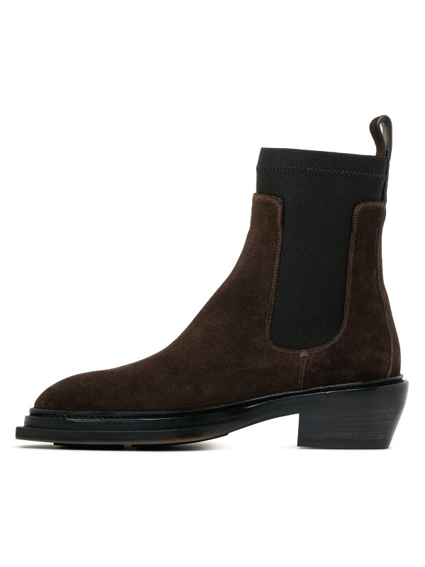 Dark brown suede ankle boots