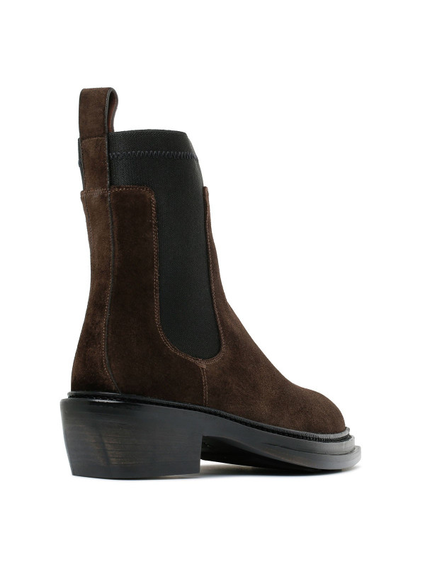 Dark brown suede ankle boots