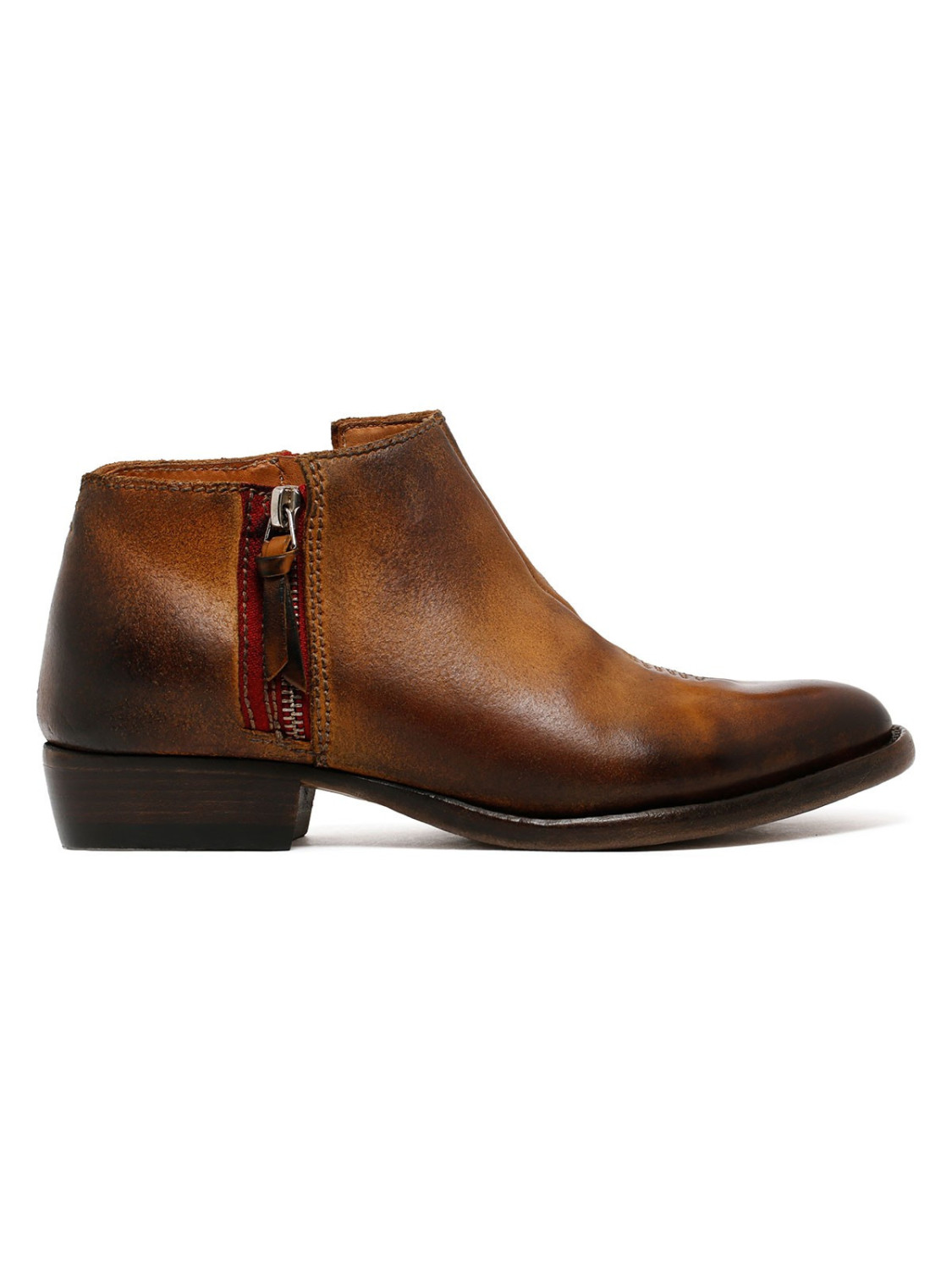 Dark brown leather booties best sale