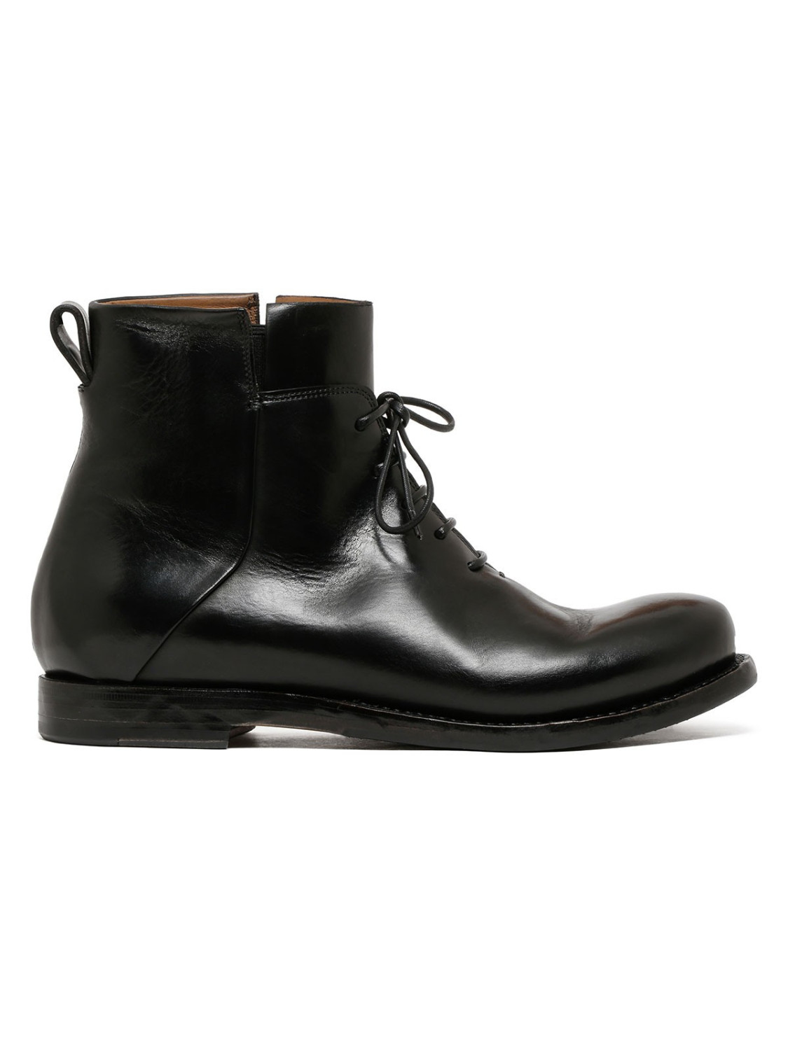 Black calf leather ankle boots