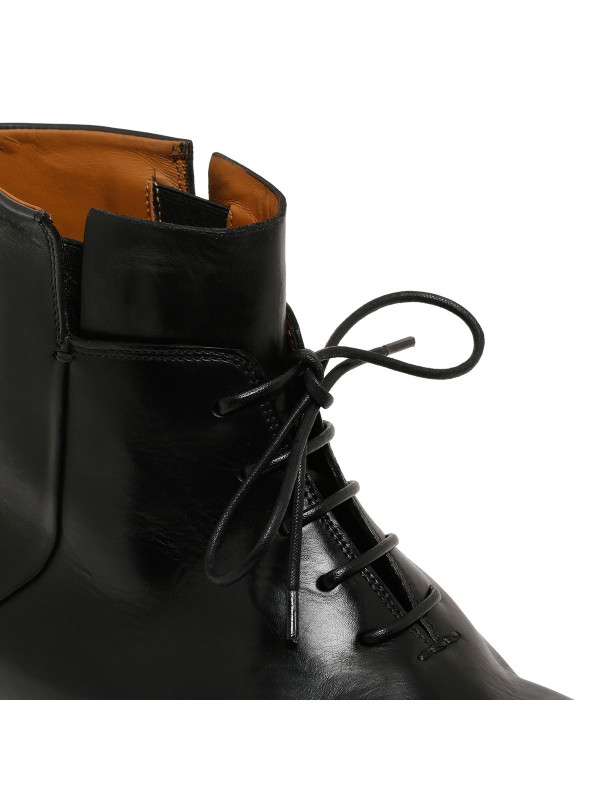 Black calf leather ankle boots
