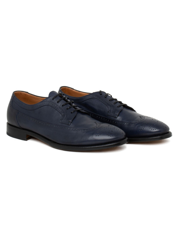 Blue leather brogue Derby shoes