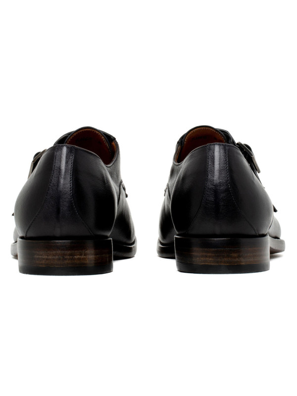 Double monk strap black shoes