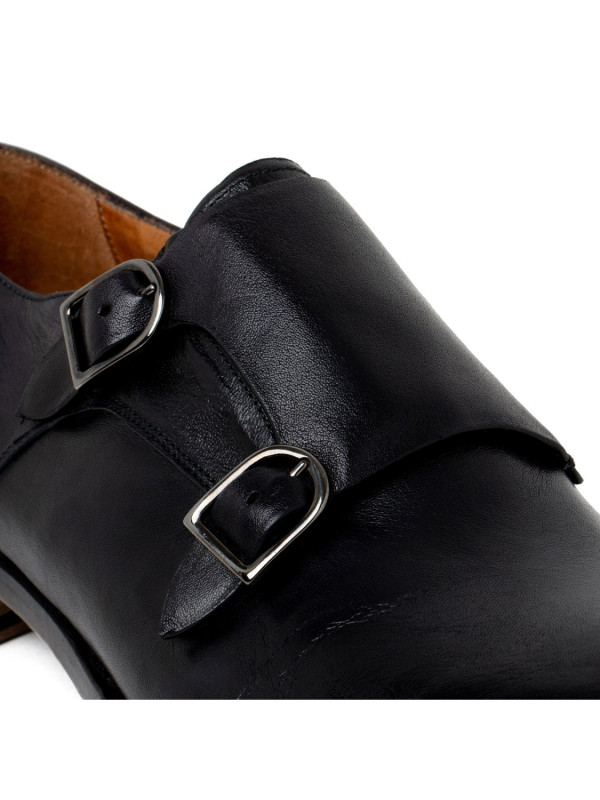 Double monk strap black shoes