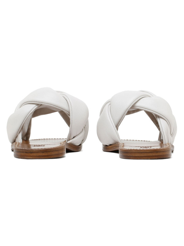 White woven leather sandals