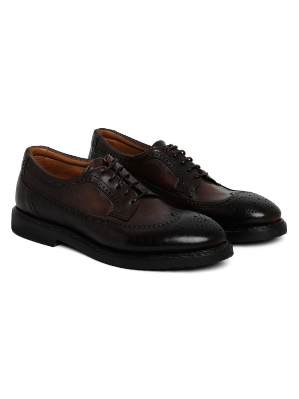 Dark brown leather Derby shoes