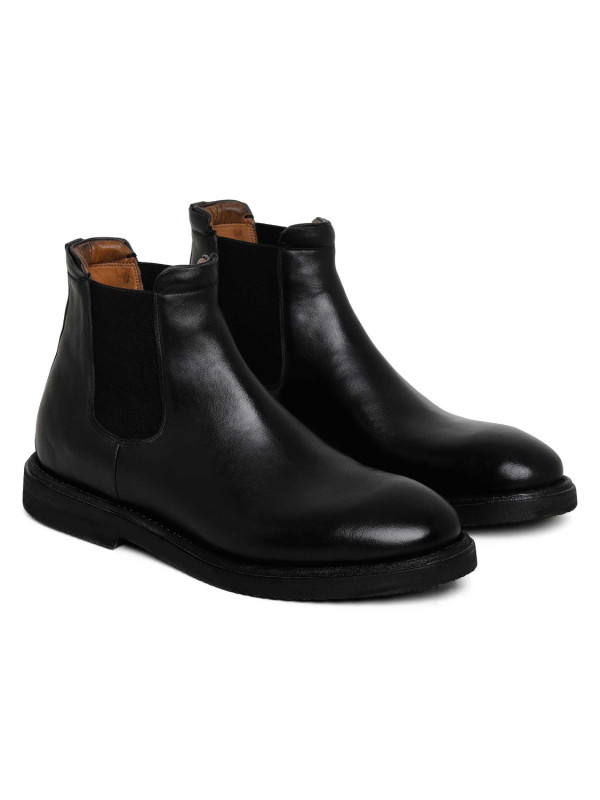 Black leather Beatles ankle boots