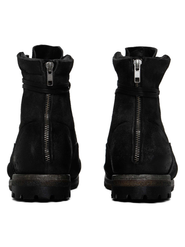 Black suede leather ankle boots