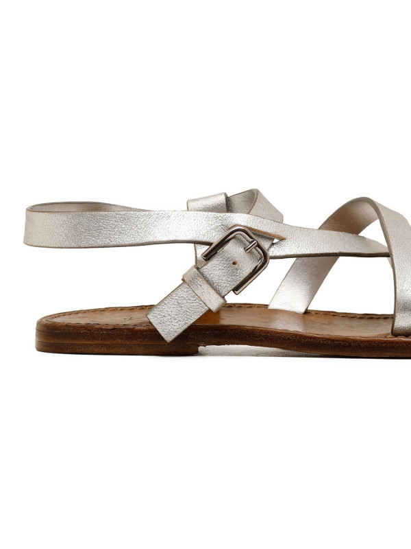 Silver leather flat sandals