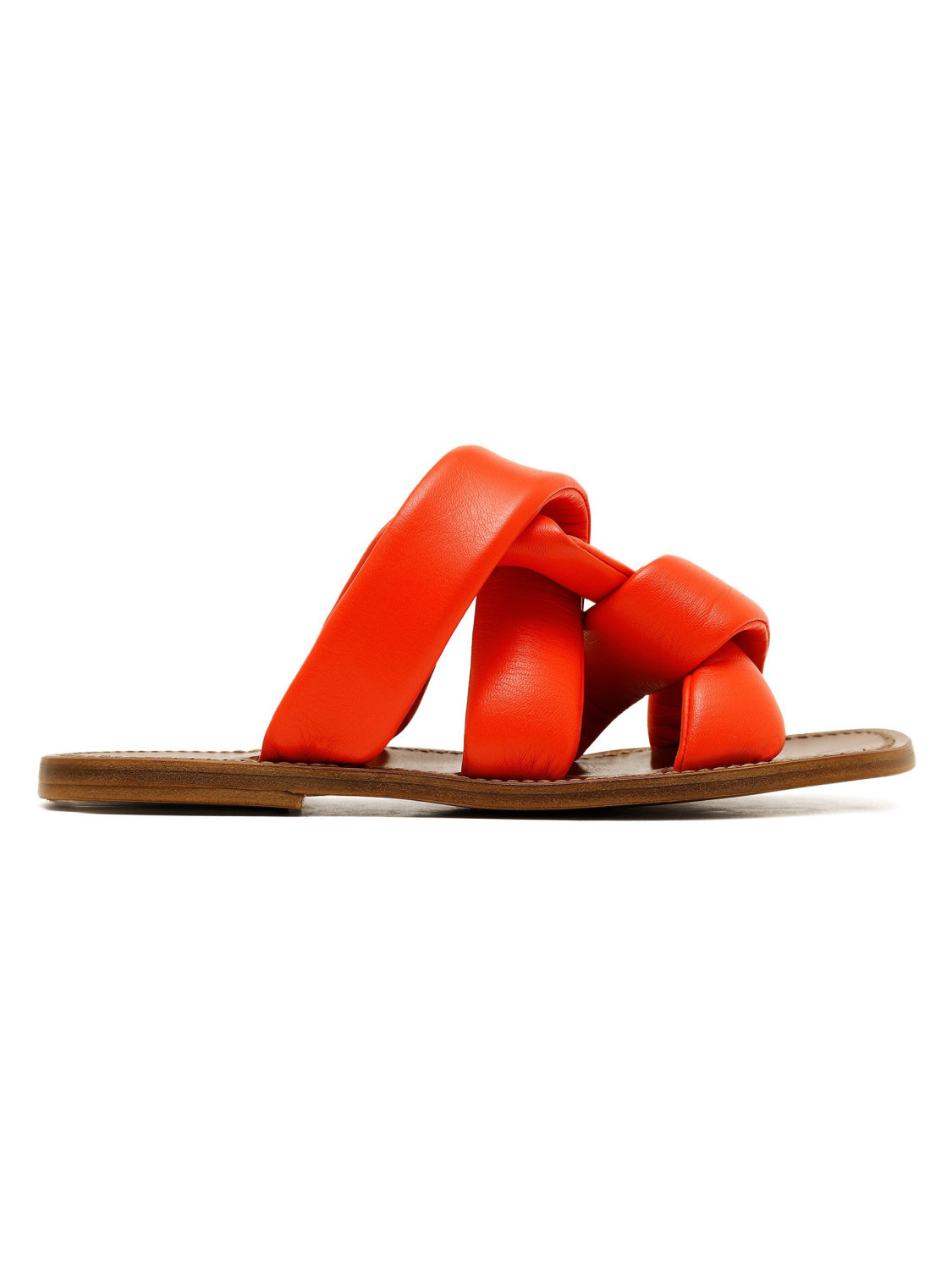 Red leather slide sandals