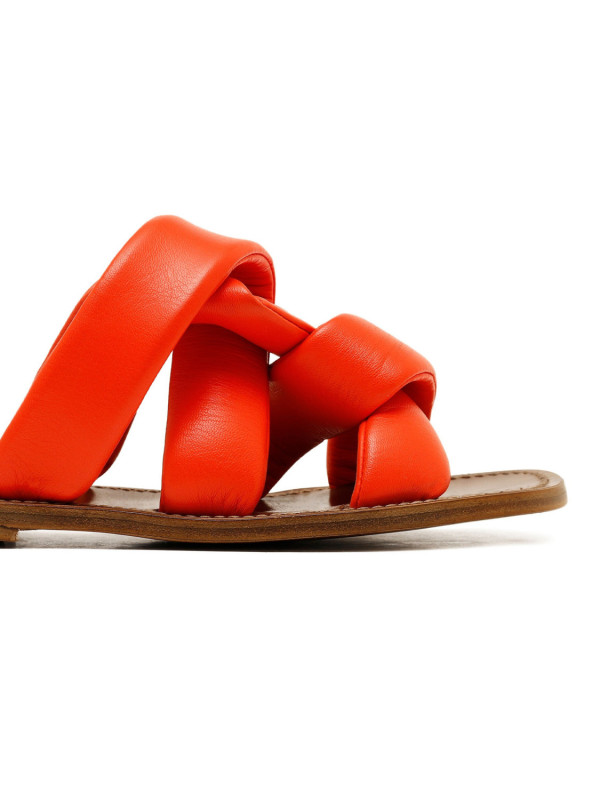 Red leather slide sandals