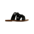 Black leather slide sandals