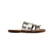 Metallic silver leather slide sandals