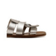 Metallic silver leather slide sandals