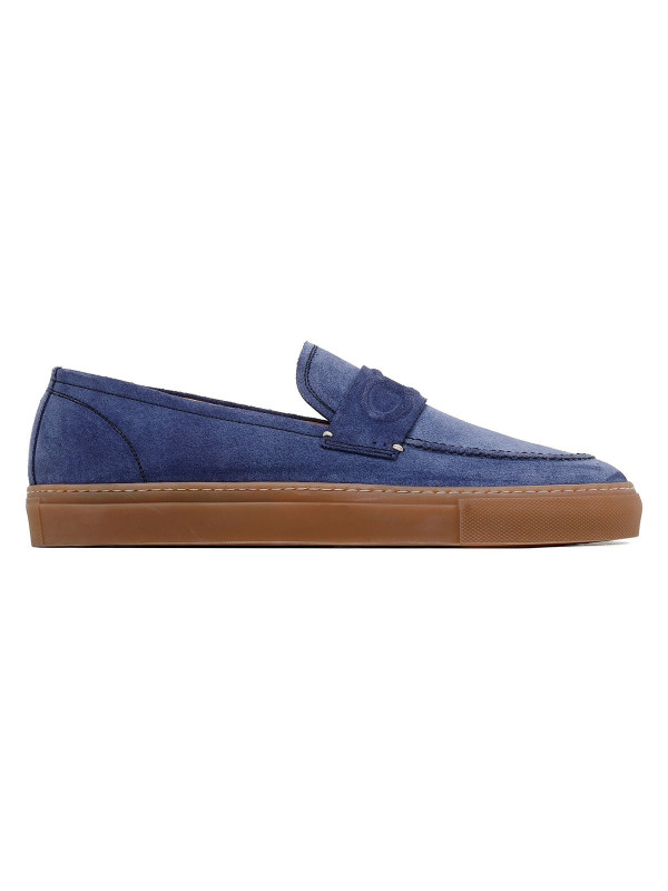 St. Tropez blue suede loafers