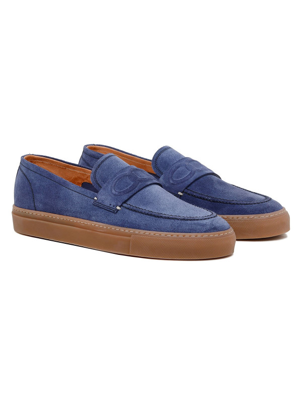 St. Tropez blue suede loafers