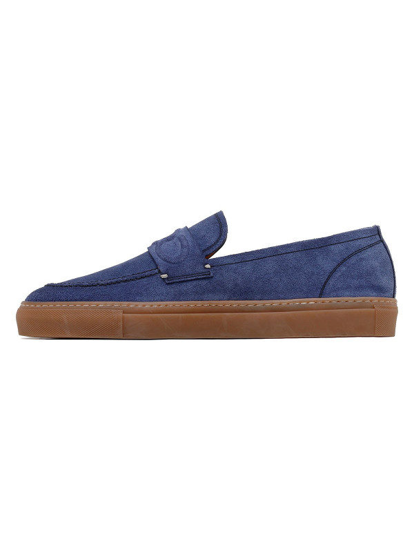 St. Tropez blue suede loafers