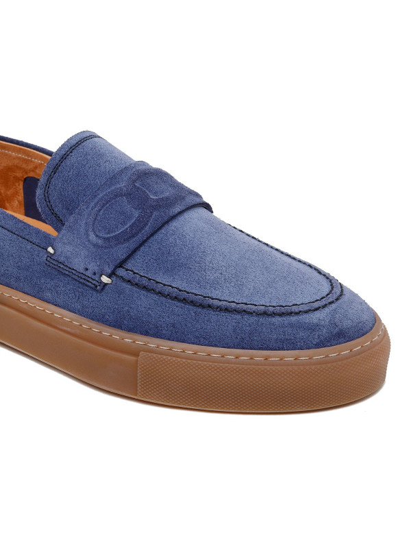 St. Tropez blue suede loafers