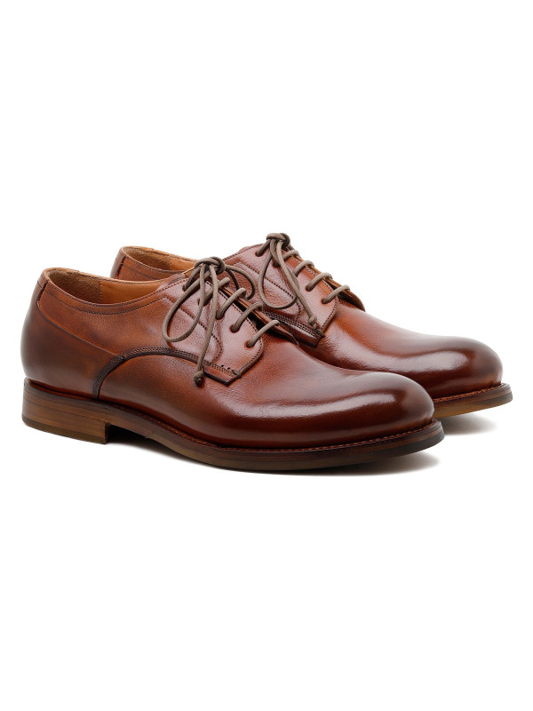 Scarpe Derby Zurigo in pelle color brandy