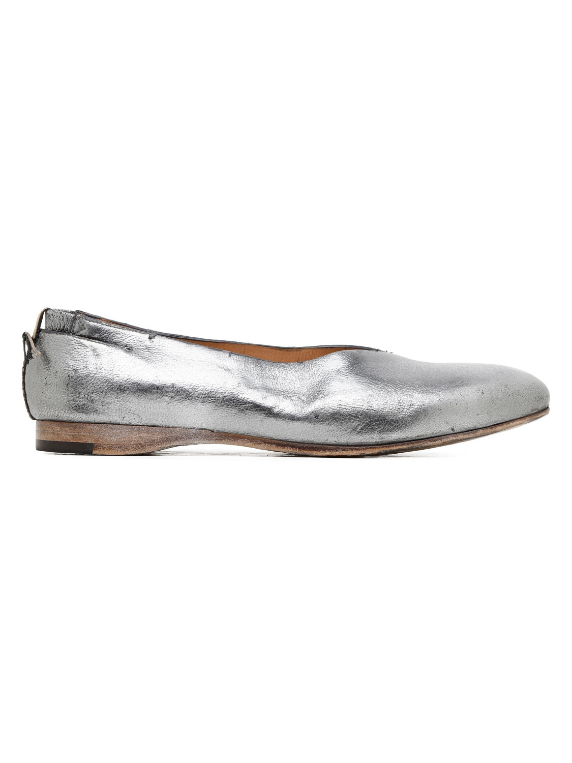 Metallic silver slippers