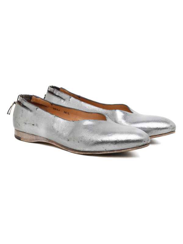 Metallic silver slippers