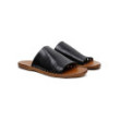 Black leather slide sandals