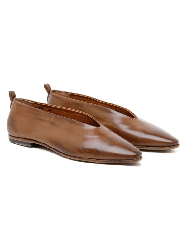 Brown calf leather slippers