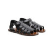 Black leather gladiator sandals