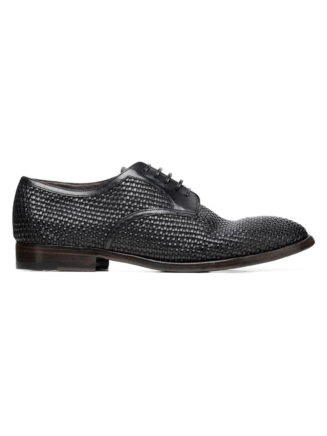 Black woven leather Derby shoes