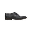 Black woven leather Derby shoes